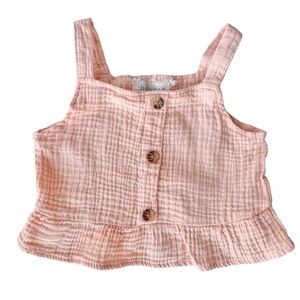 Btween 3T Girls peach muslin cotton button indi top